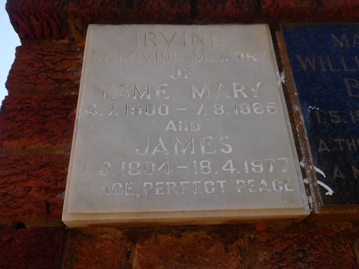 IRVINE James 1904-1977 &amp; Esme Mary 1900-1965