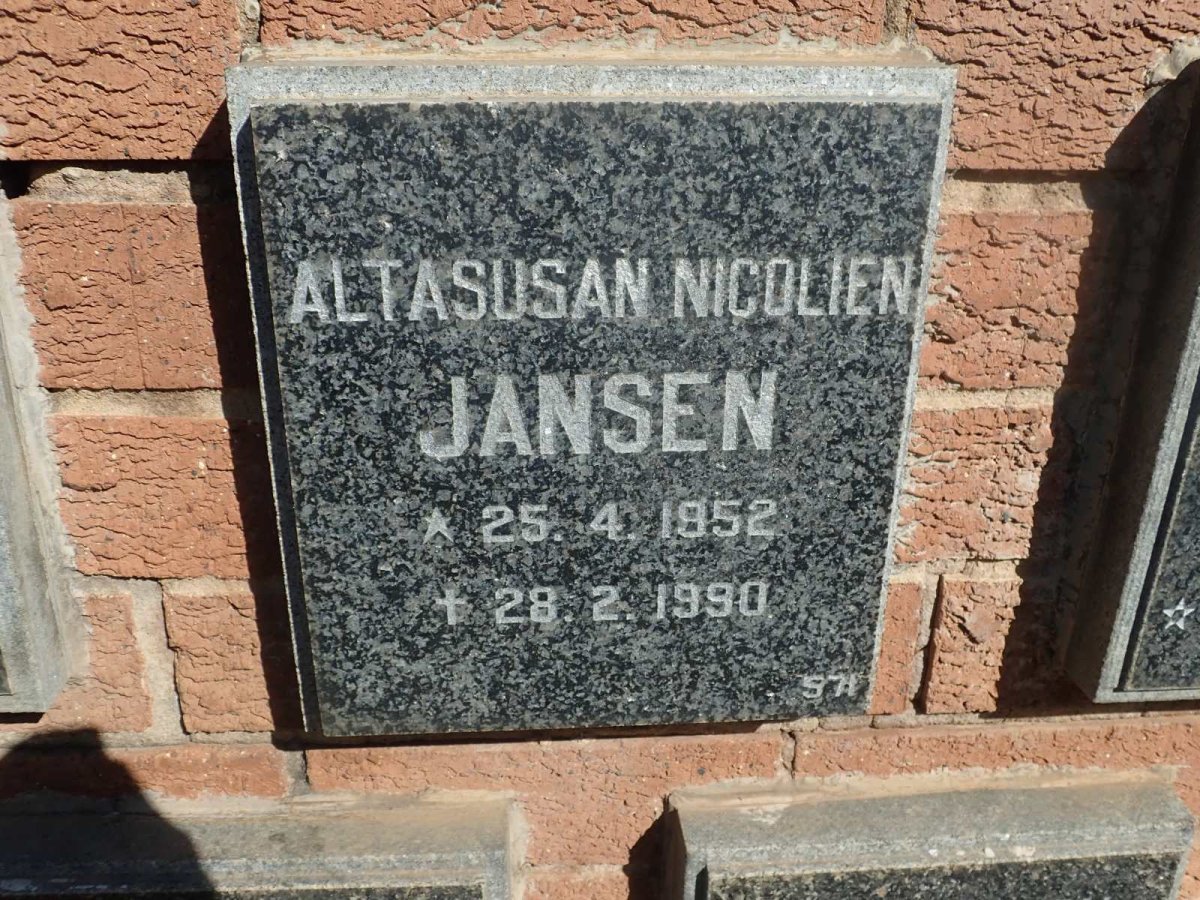 JANSEN Altasusan Nicolien 1952-1990