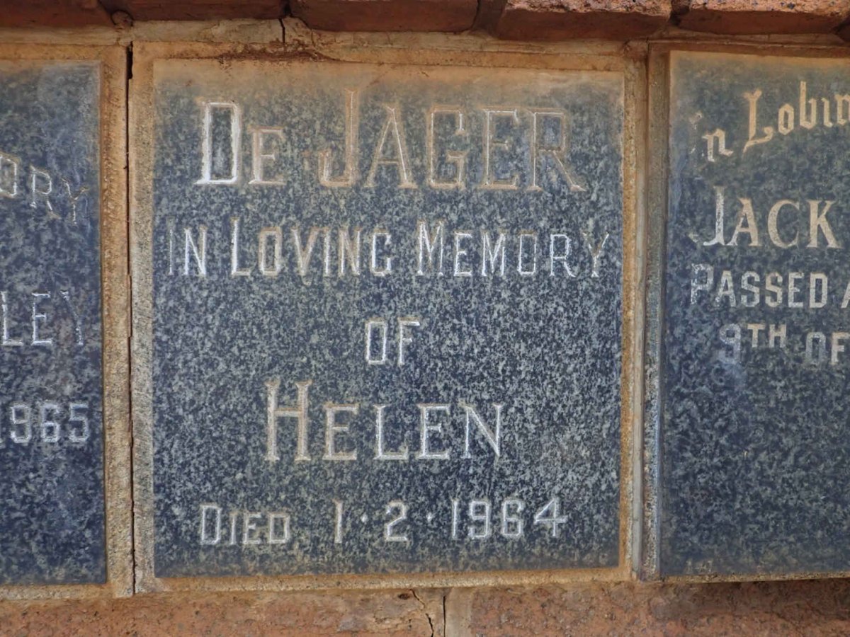 JAGER Helen, de -1964