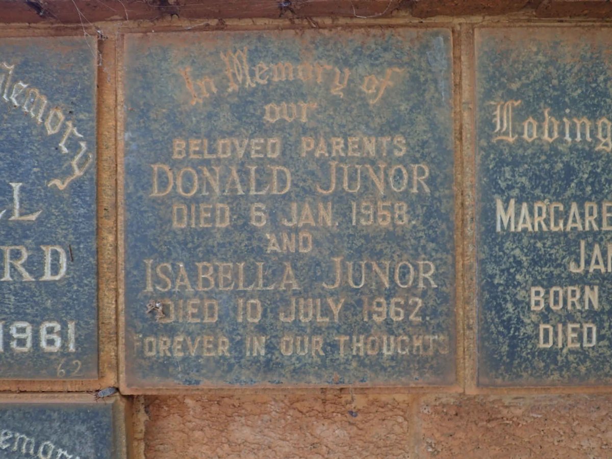 JUNOR Donald -1958 &amp; Isabella -1962