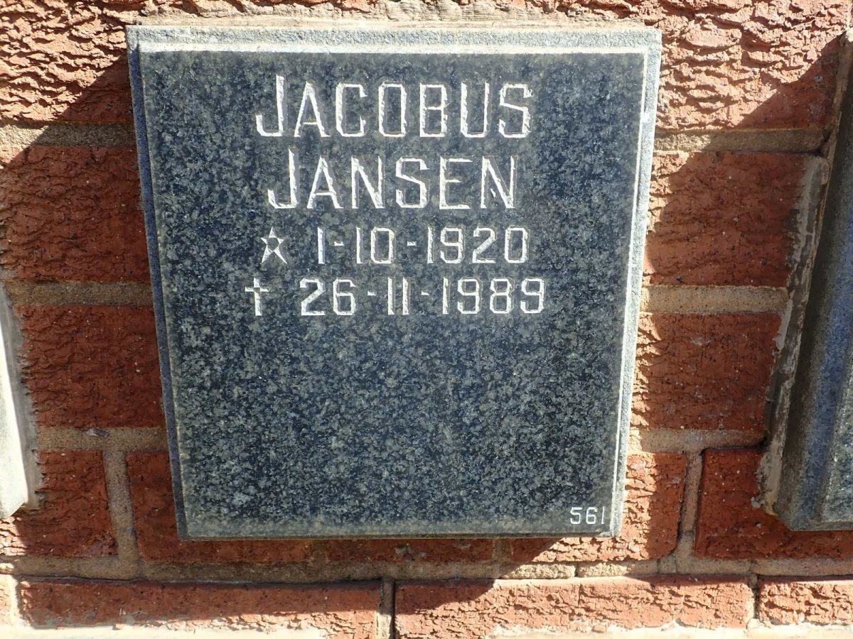 JANSEN Jacobus 1920-1989