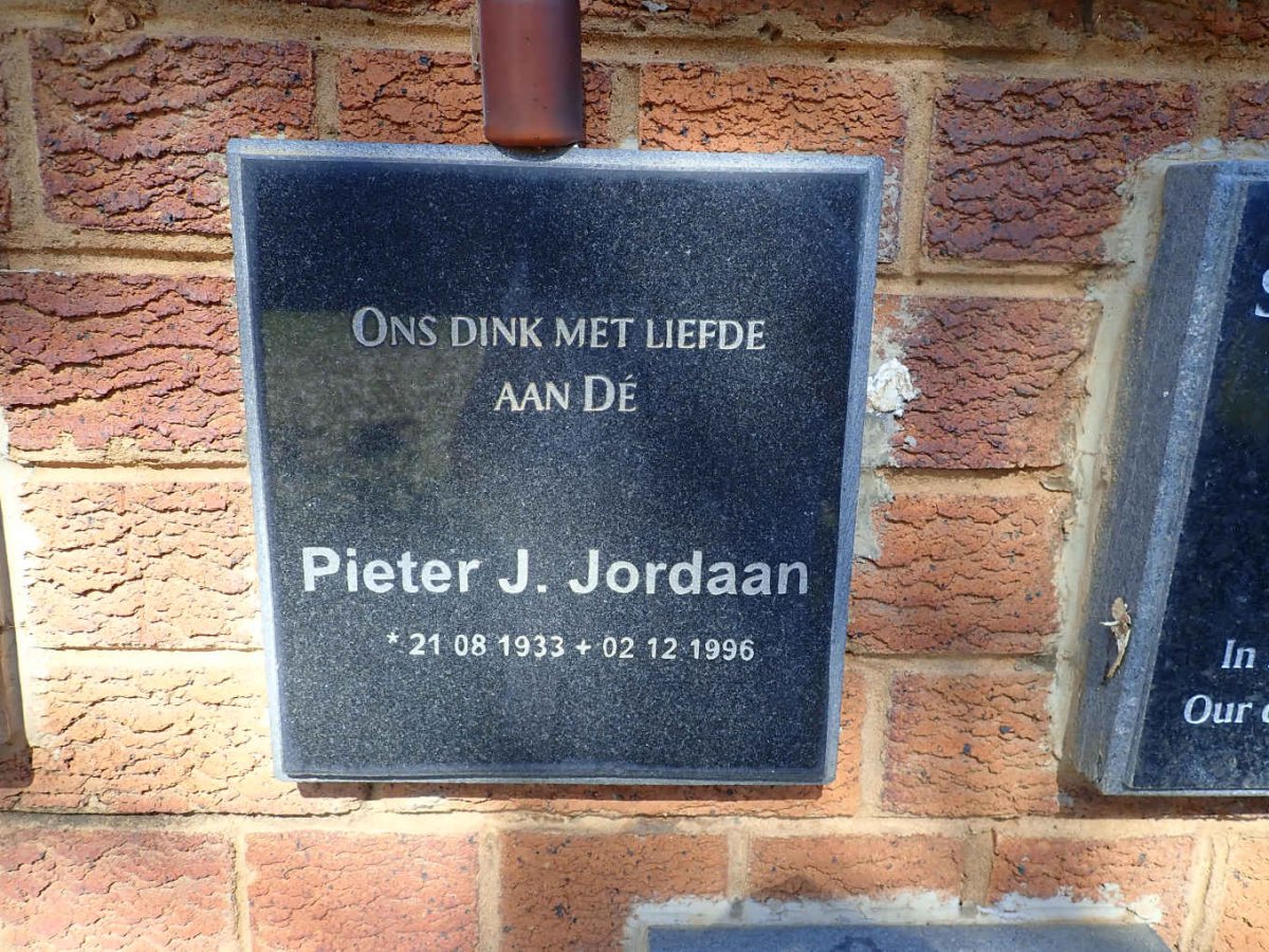 JORDAAN Pieter J. 1933-1996