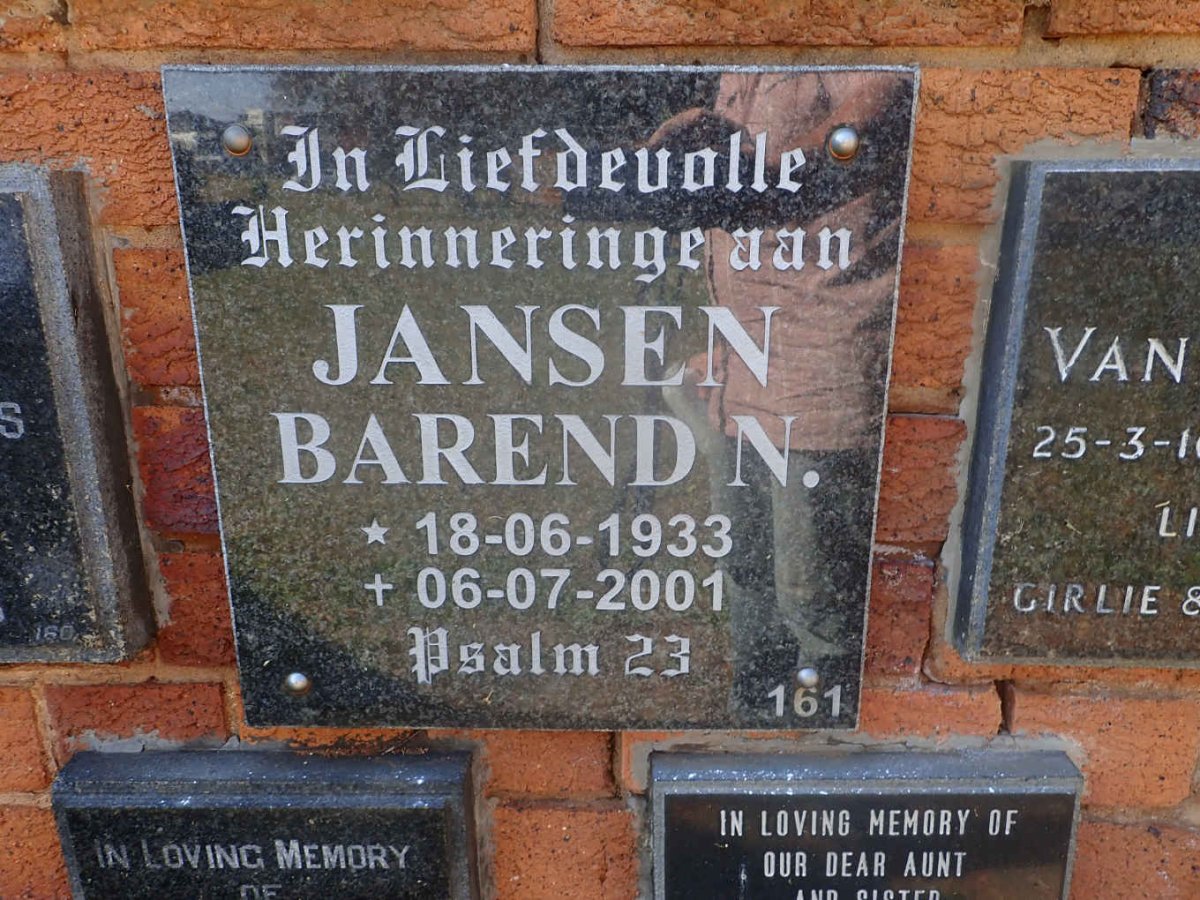 JANSEN Barend N. 1933-2001