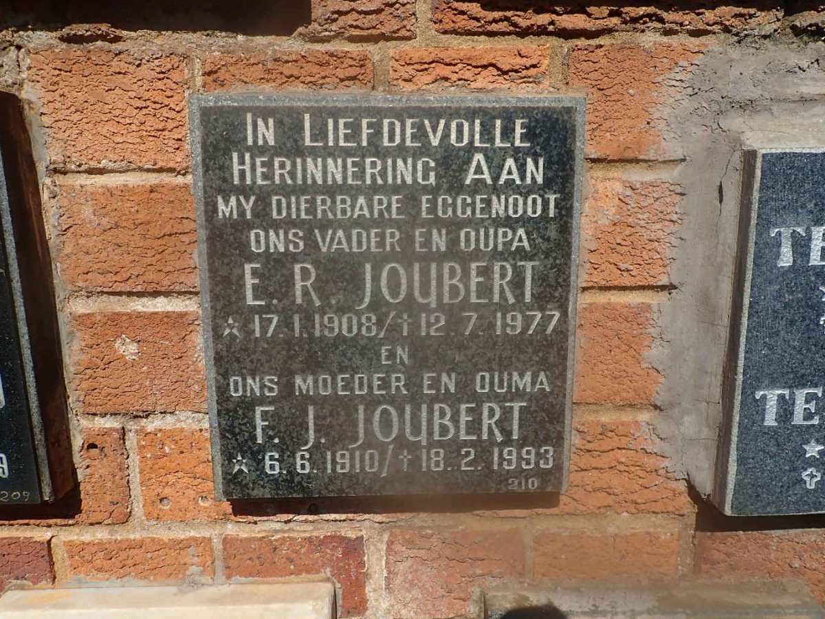JOUBERT E.R. 1908-1977 &amp; F.J. 1910-1993