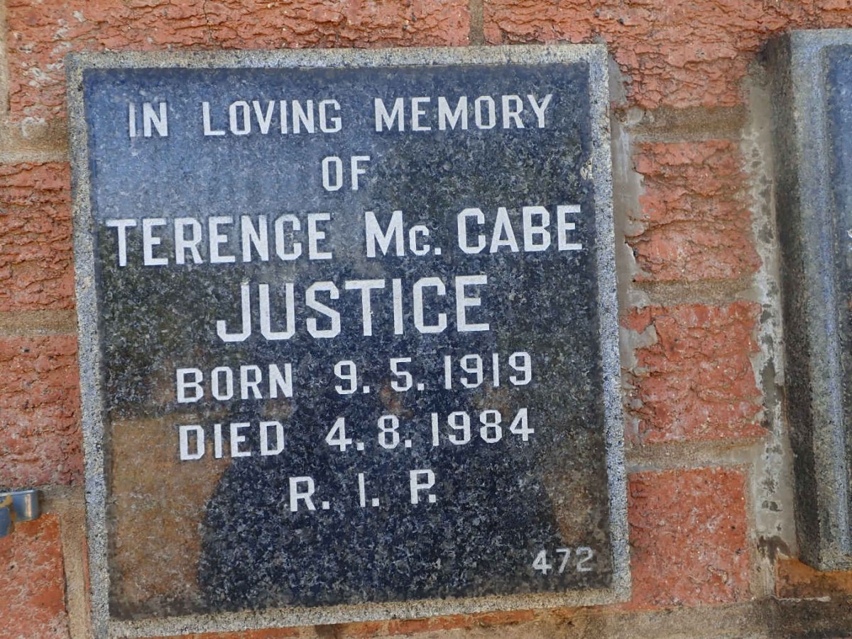 JUSTICE Terence McCabe 1919-1984