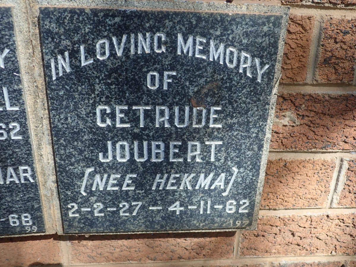 JOUBERT Gertrude nee HEKMA 1927-1962
