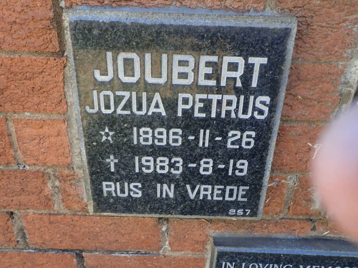 JOUBERT Jozua Petrus 1896-1983