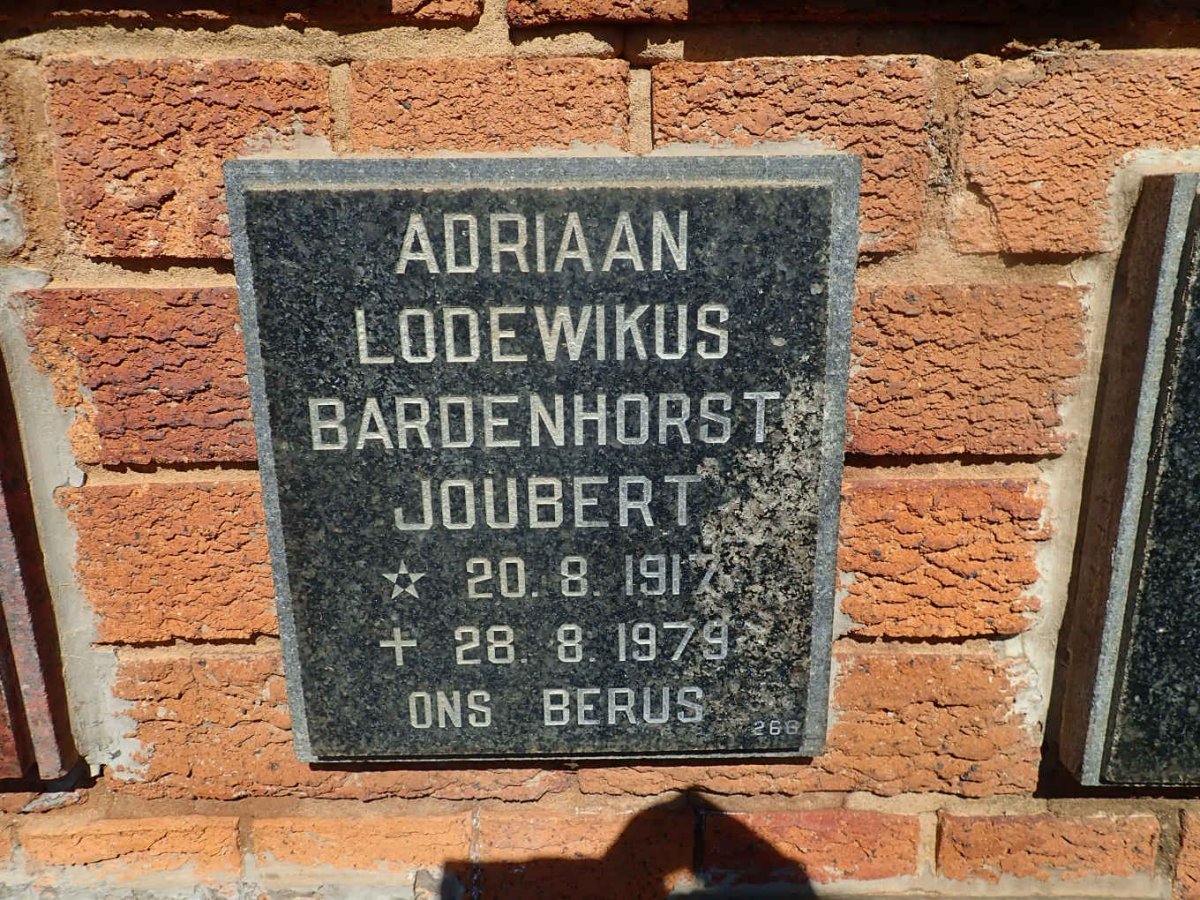 JOUBERT Adriaan Lodewikus Bardenhorst 1917-1979