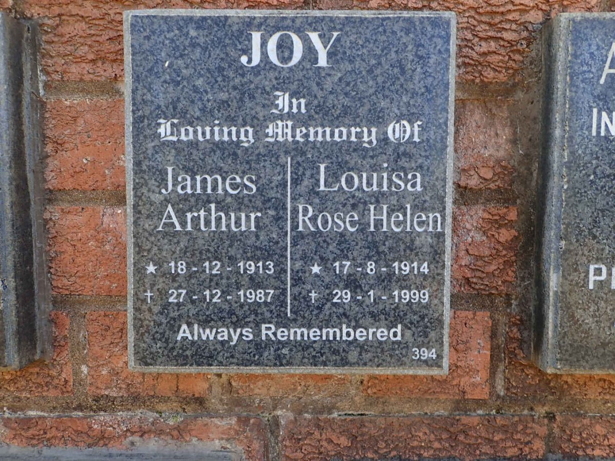 JOY James Arthur 1913-1987 &amp; Louise Rose Helen 1914-1999