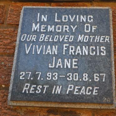 JANE Vivian Francis 1893-1967