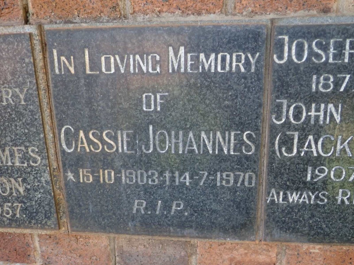JOHANNES Cassie 1903-1970