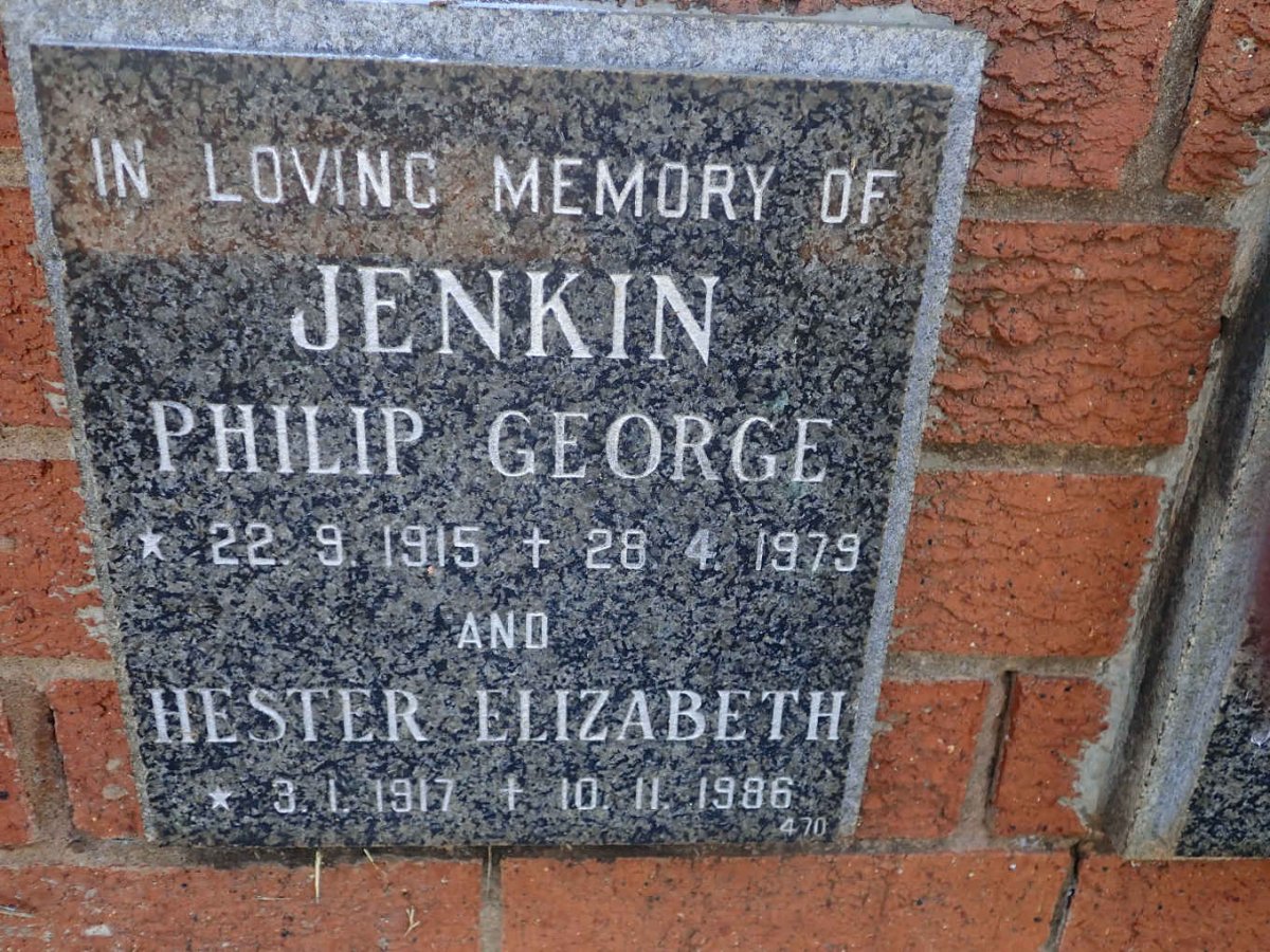 JENKIN Philip George 1915-1979 &amp; Hester Elizabeth 1917-1986
