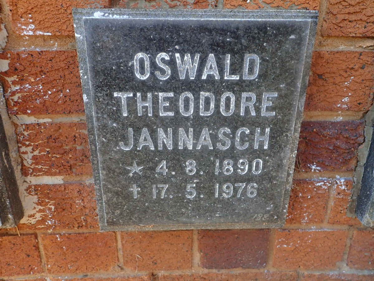 JANNASCH Oswald Theodore 1890-1976