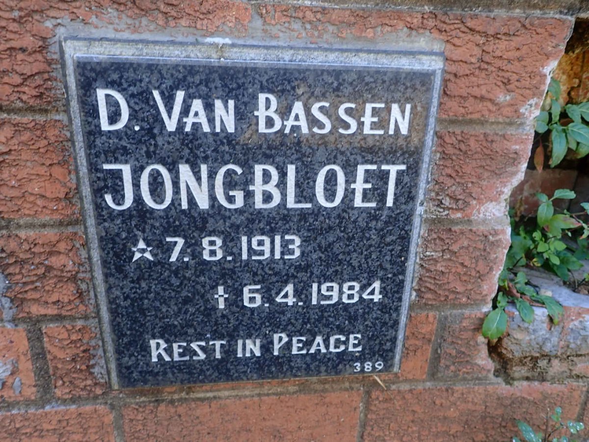 JONGBLOET D. Van Bassen 1913-1984