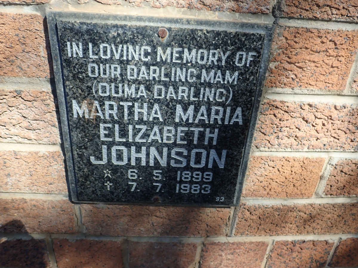 JOHNSON Martha Maria Elizabeth 1899-1983