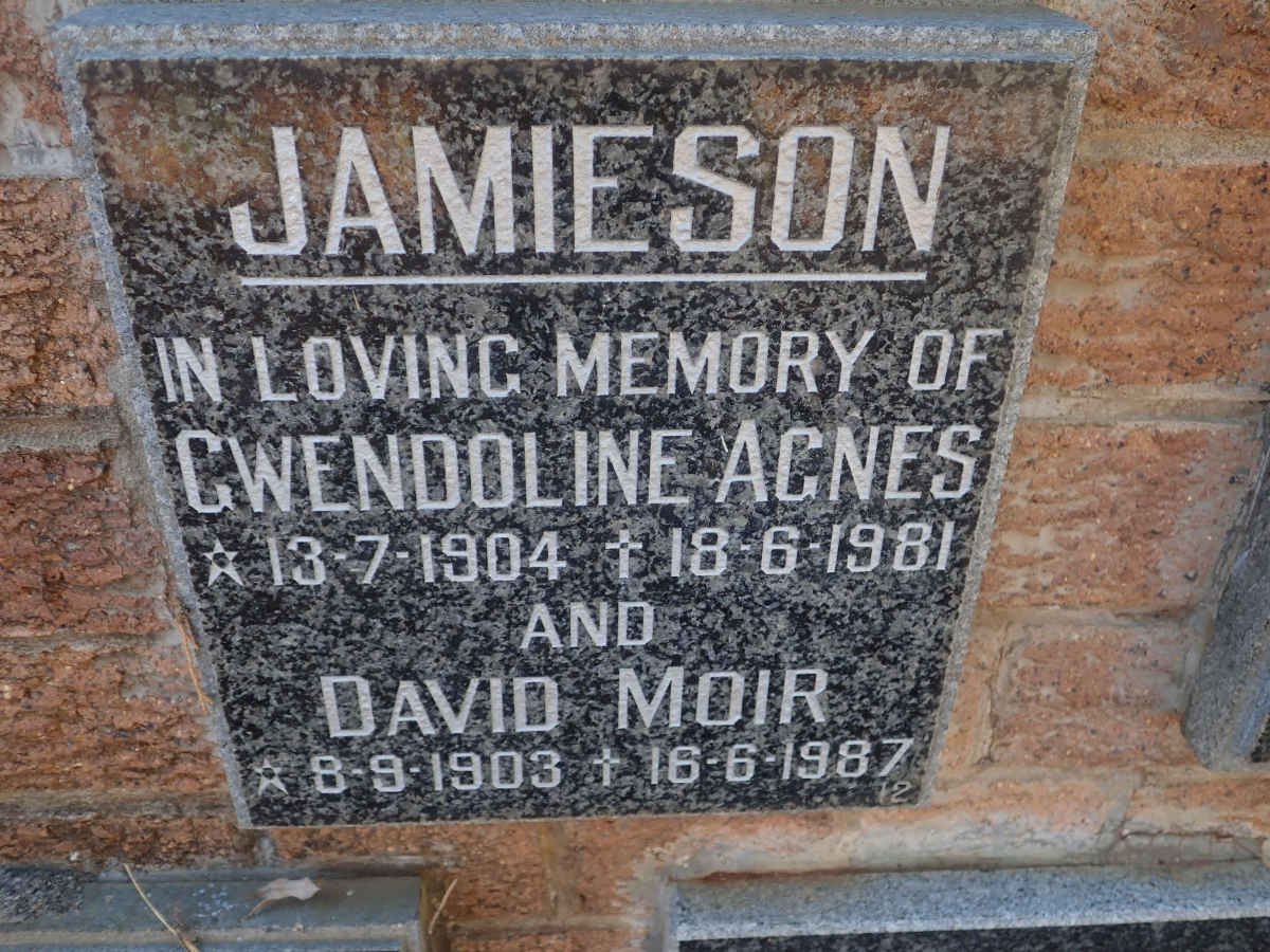 JAMIESON David Moir 1903-1987 &amp; Gwendoline Agnes 1904-1981