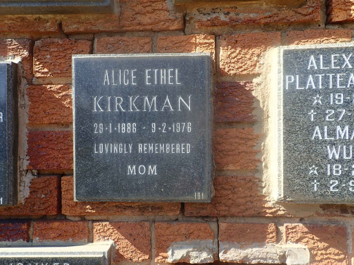 KIRKMAN Alice Ethel 1886-1976