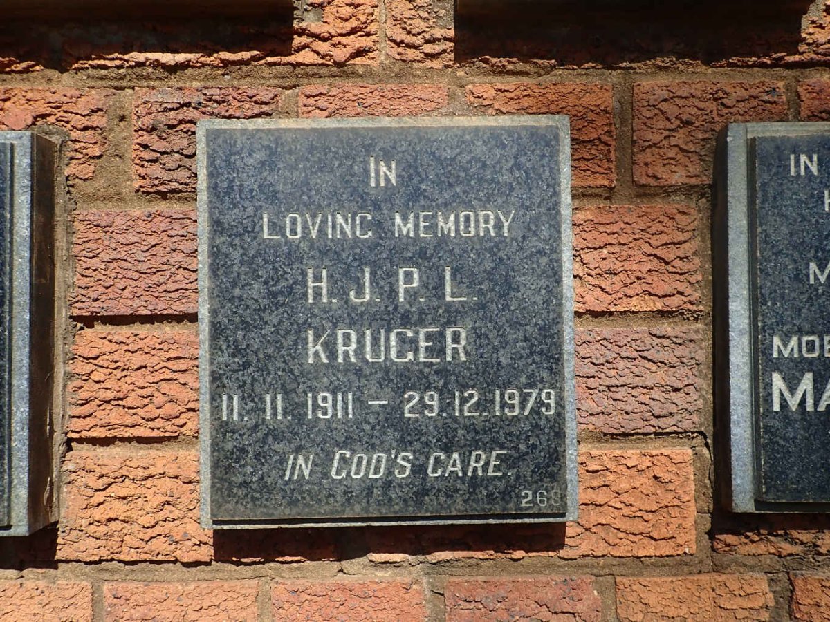 KRUGER H.J.P.L. 1911-1979