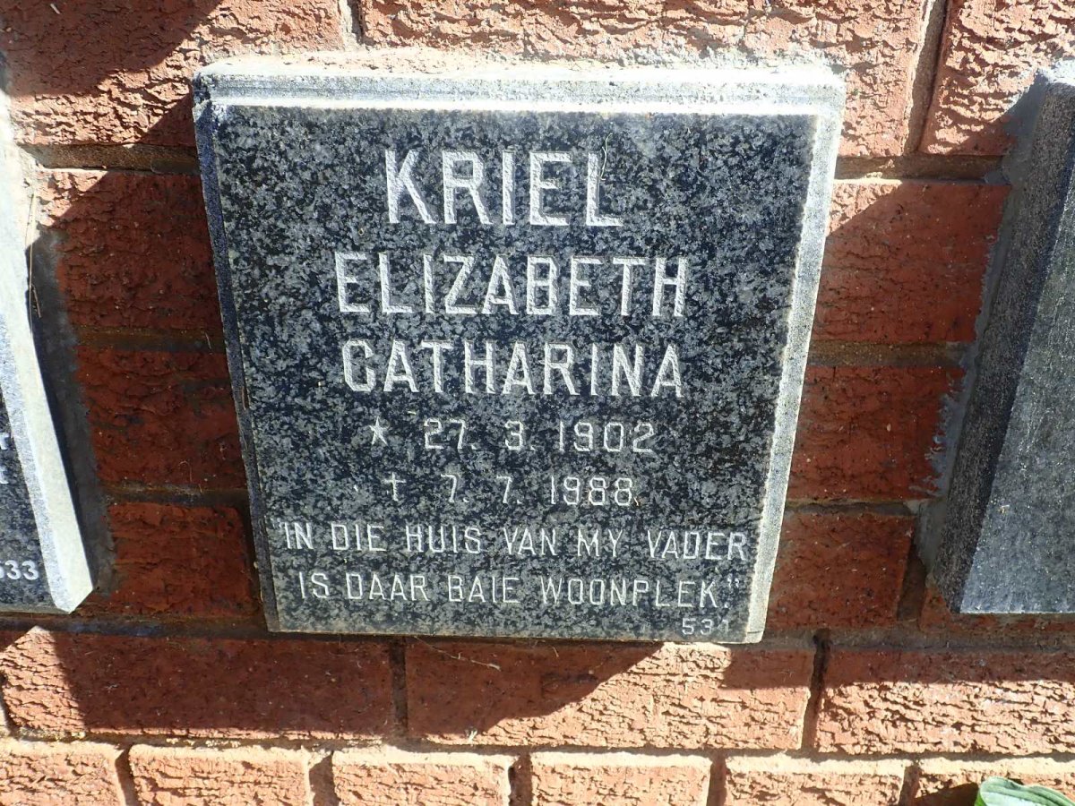 KRIEL Elizabeth Catharina 1902-1988