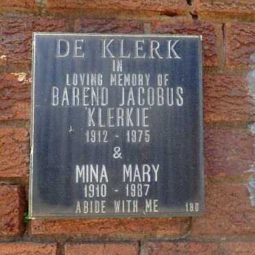KLERK Barend Jacobus, de 1912-1975 &amp; Mina Mary 1910-1987