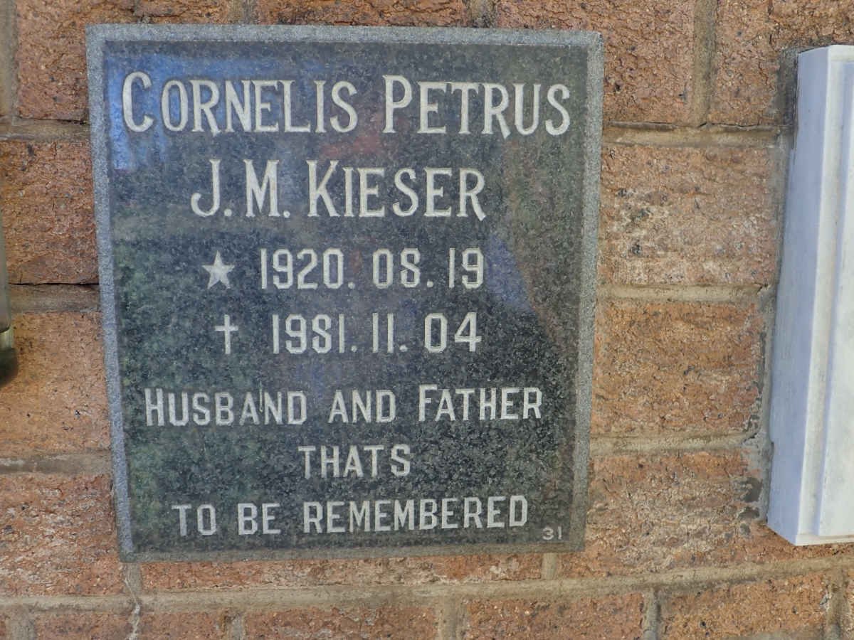 KIESER Cornelis Petrus J.M. 1920-1981
