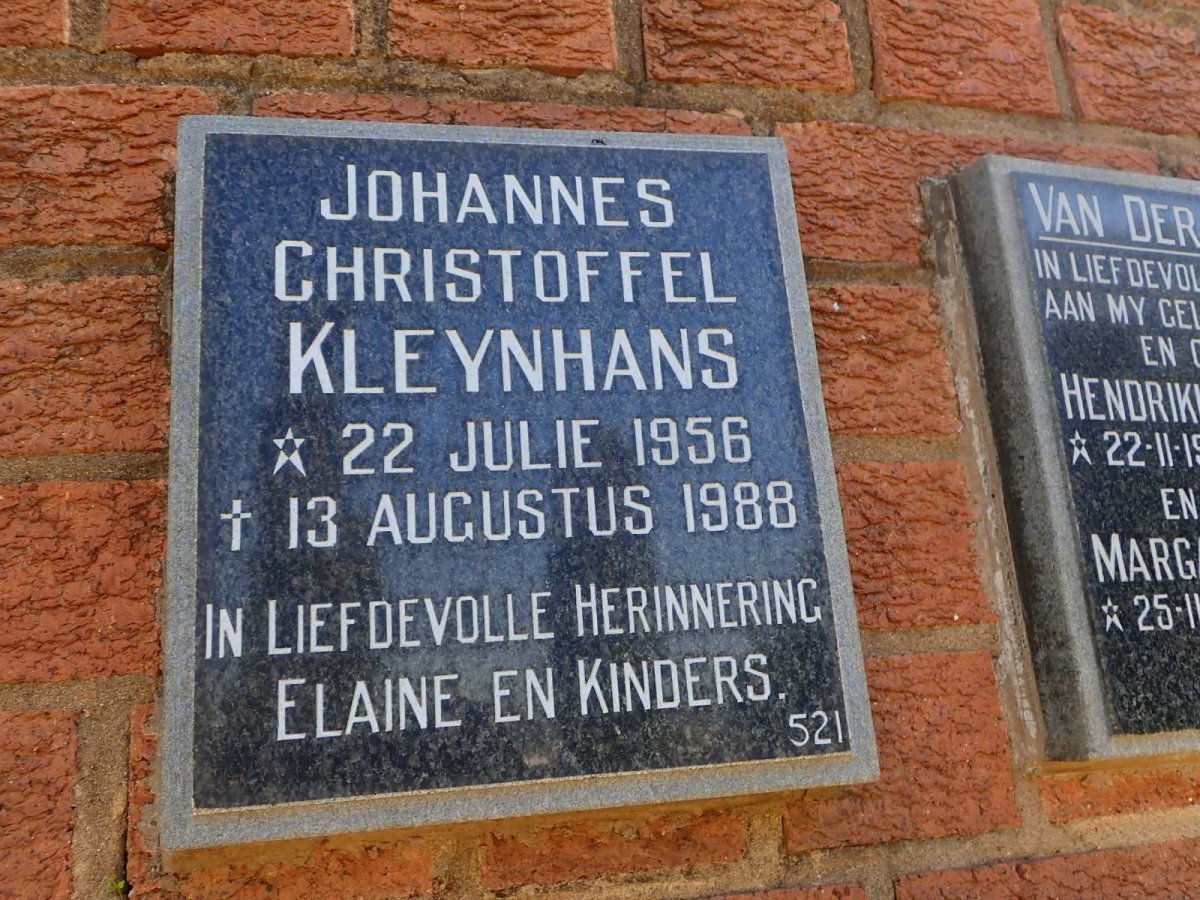 KLEYNHANS Johannes Christoffel 1956-1988