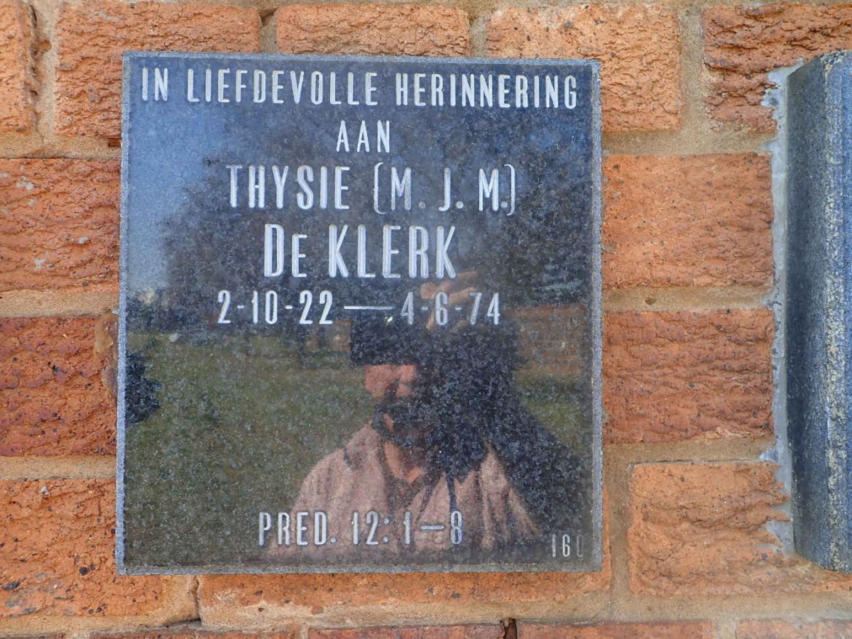 KLERK Thysie M.J.M., de 1922-1974