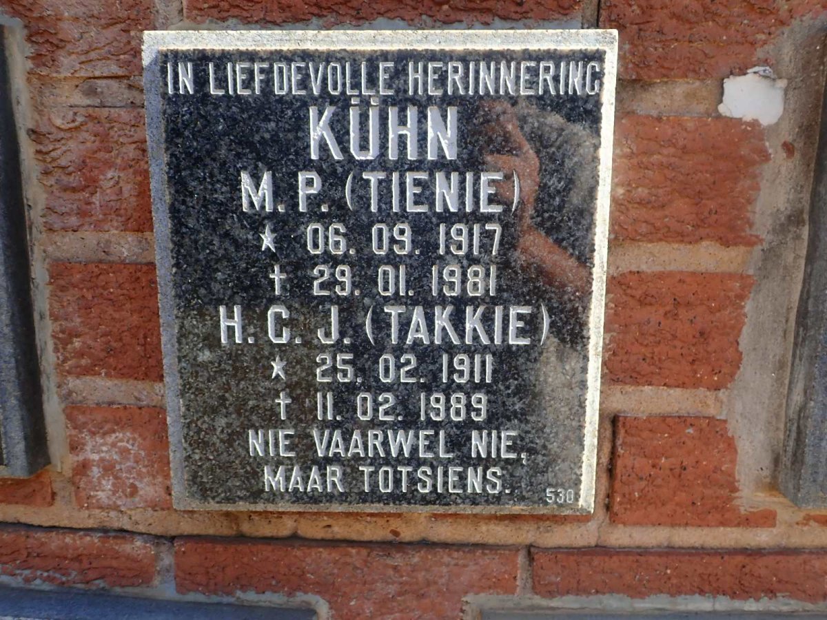KÜHN M.P. 1917-1981 &amp; H.C.J. 1911-1989