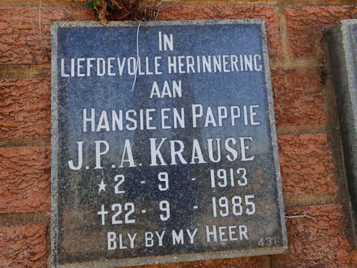 KRAUSE J.P.A. 1913-1985