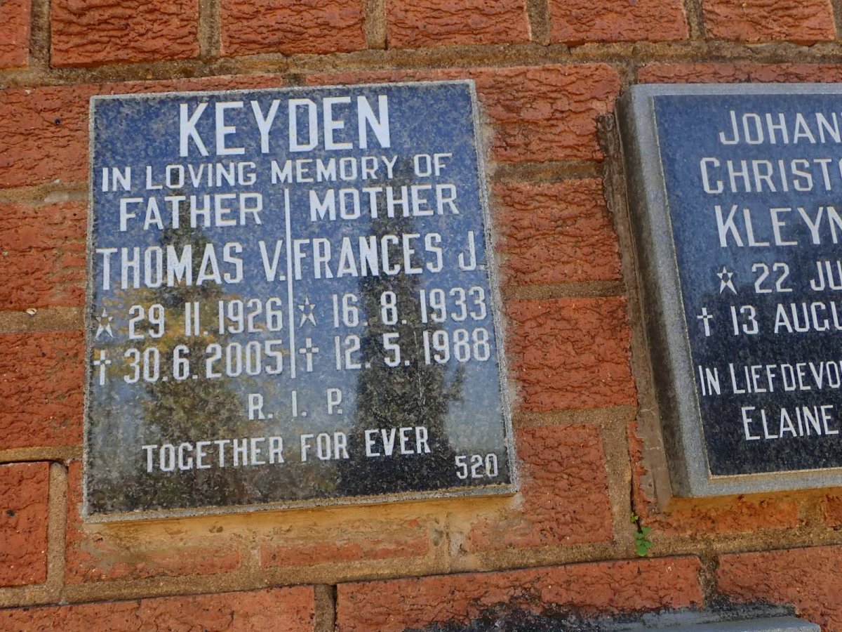 KEYDEN Thomas V. 1926-2005 &amp; Frances J. 1933-1988