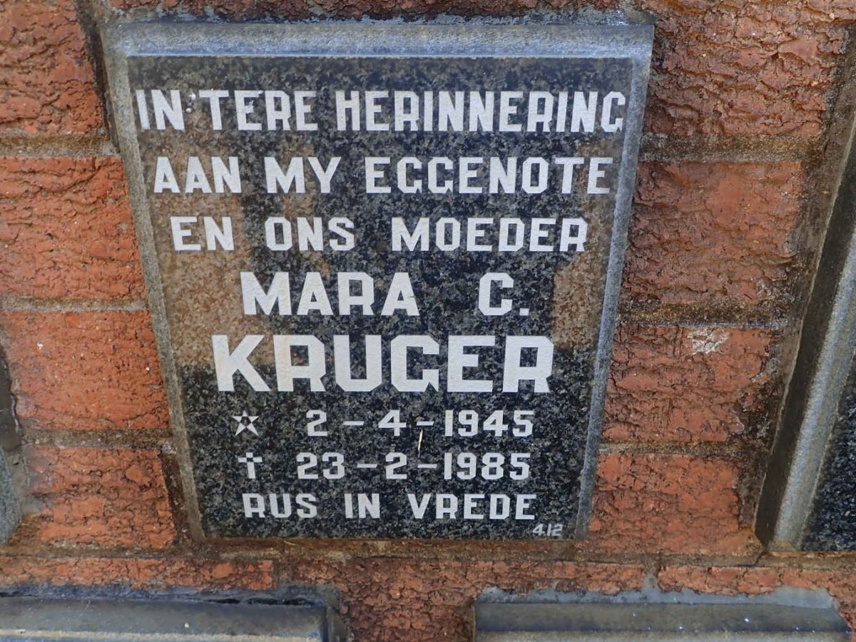 KRUGER Mara C. 1945-1985