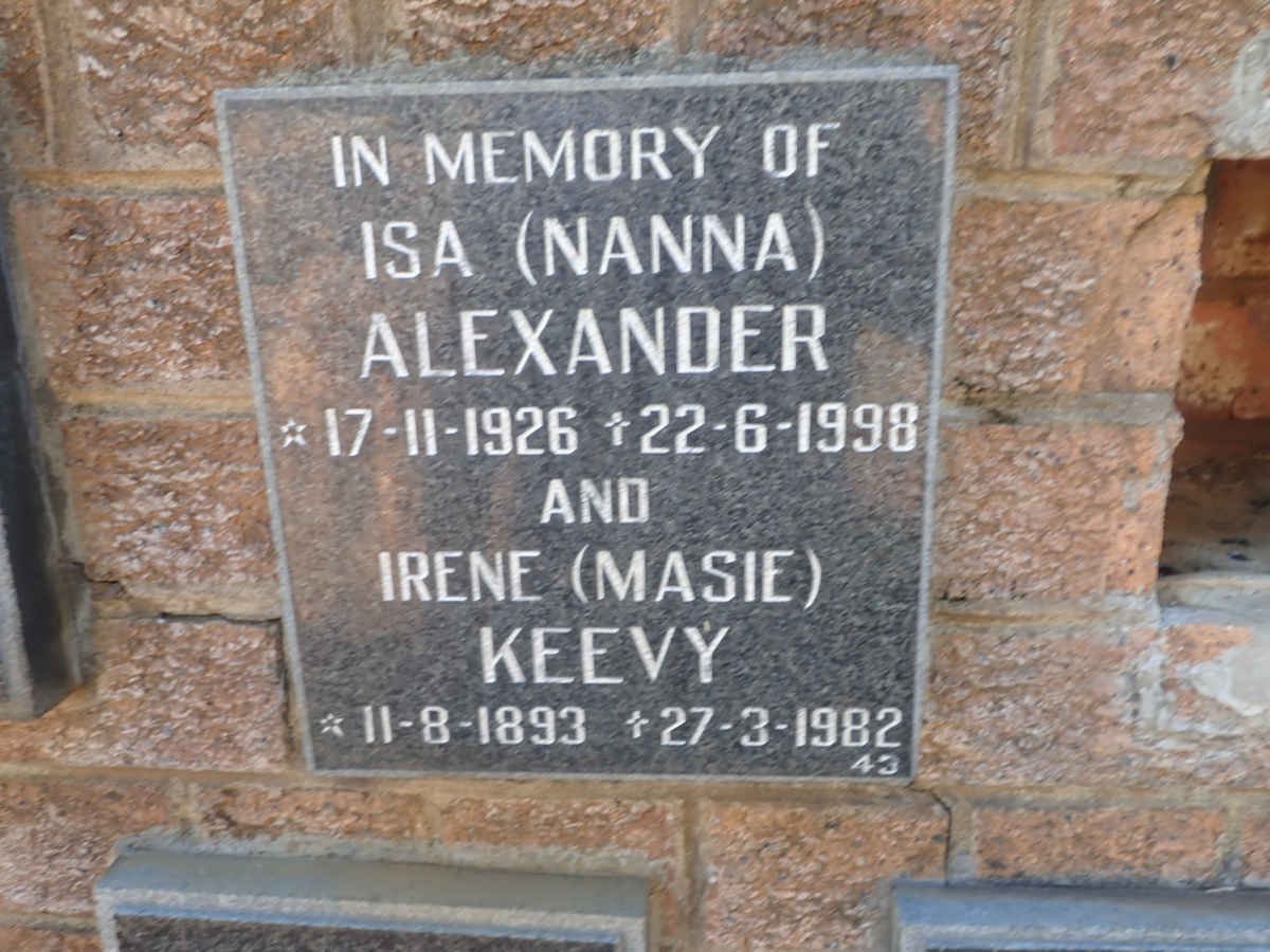 KEEVY Irene 1893-1982 :: ALEXANDER Isa 1926-1998