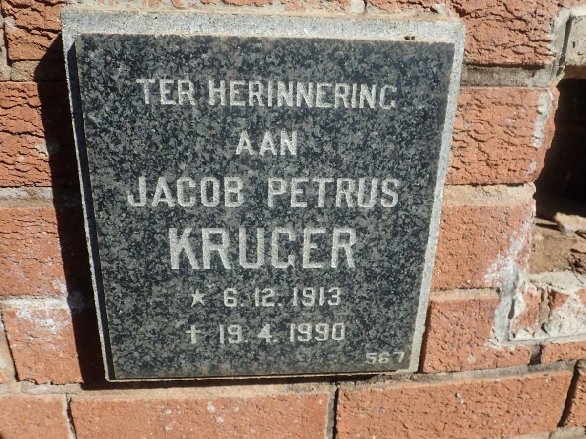 KRUGER Jacob Petrus 1913-1990