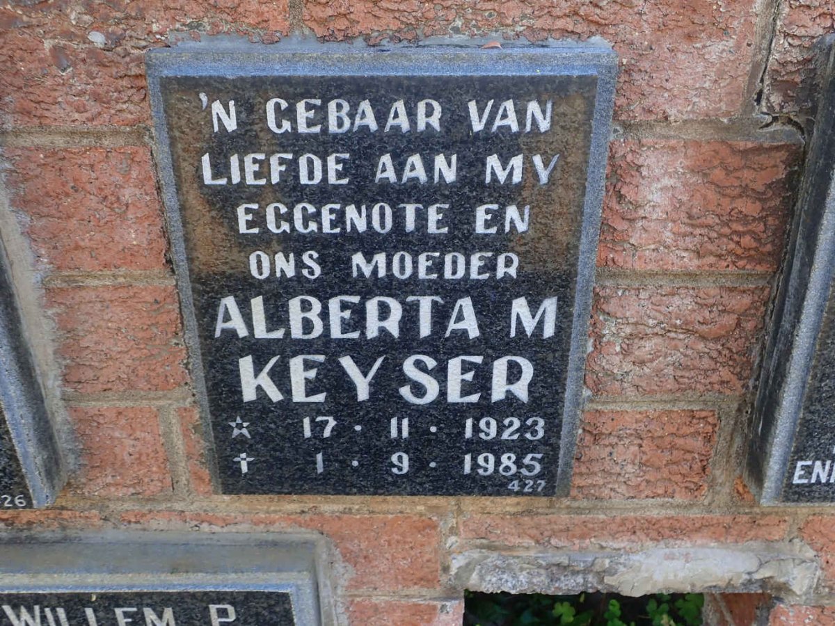 KEYSER Alberta M. 1923-1985