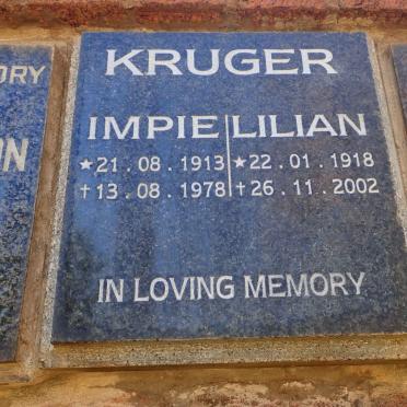 KRUGER Impie 1913-1978 &amp; Lilian 1918-2002