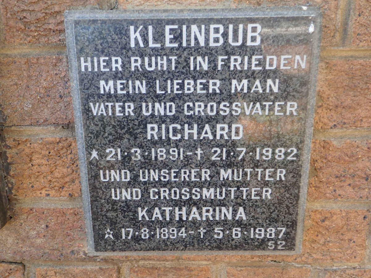 KLEINBUB Richard 1891-1982 &amp; Katharina 1894-1987