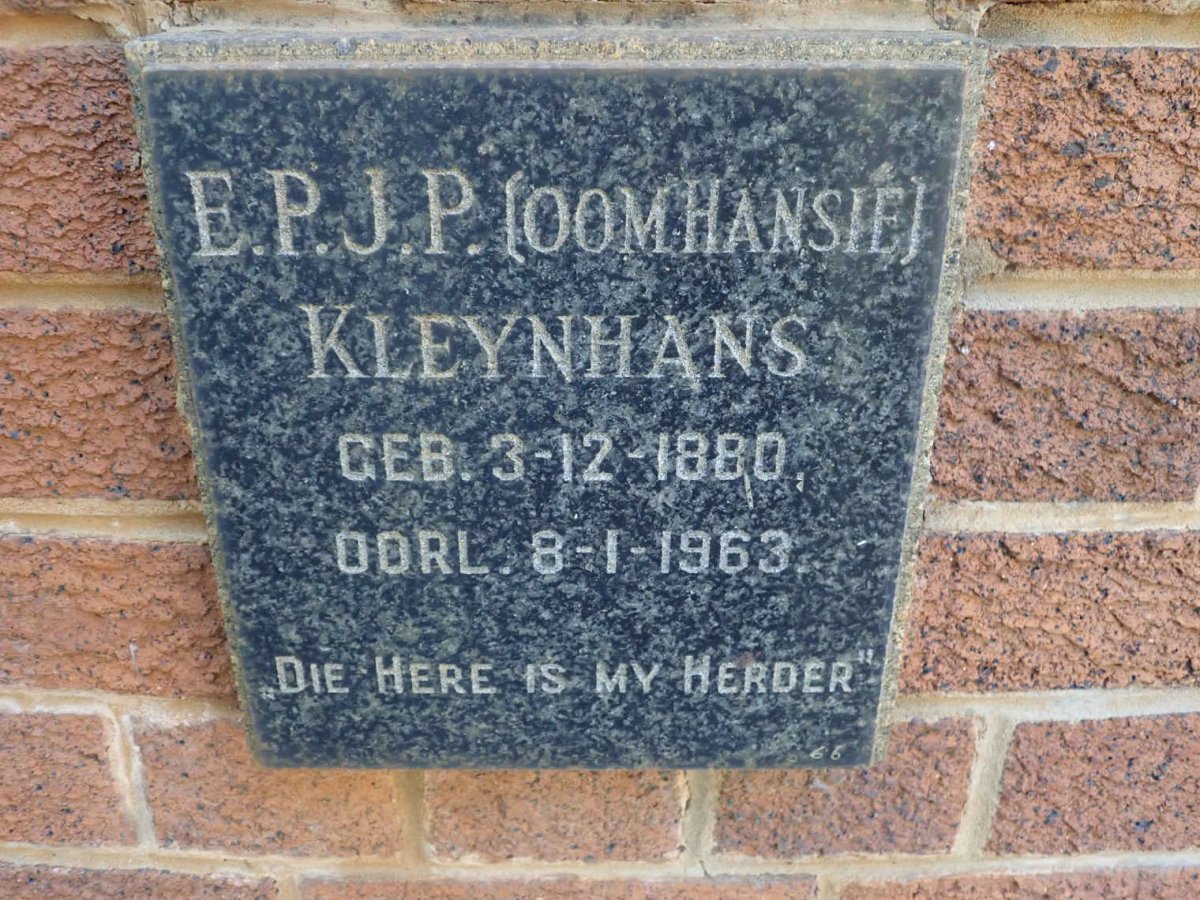 KLEYNHANS E.P.J.P. 1880-1963