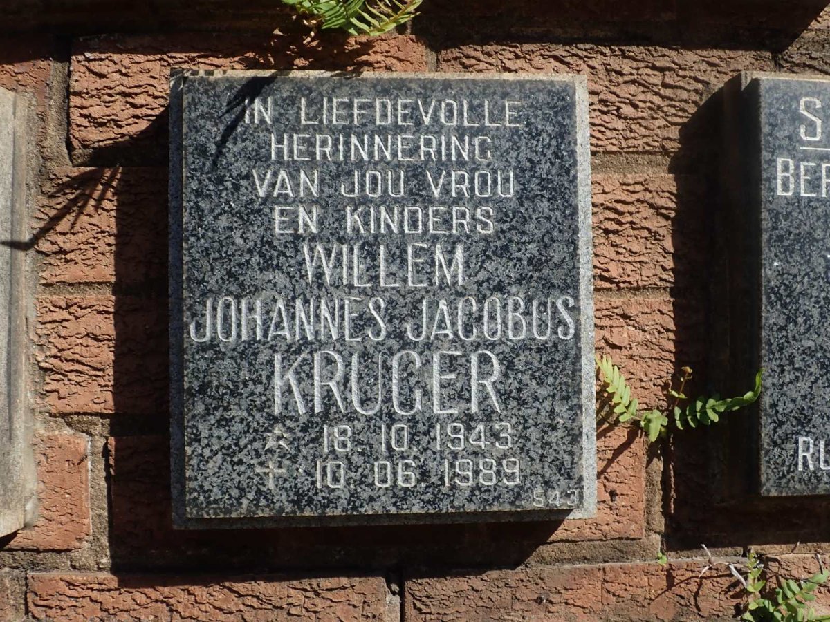 KRUGER Willem Johannes Jacobus 1943-1989