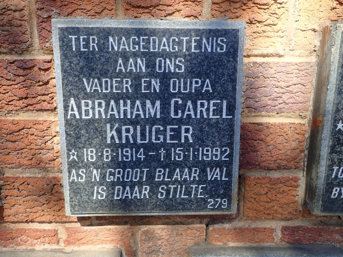 KRUGER Abraham Carel 1914-1992