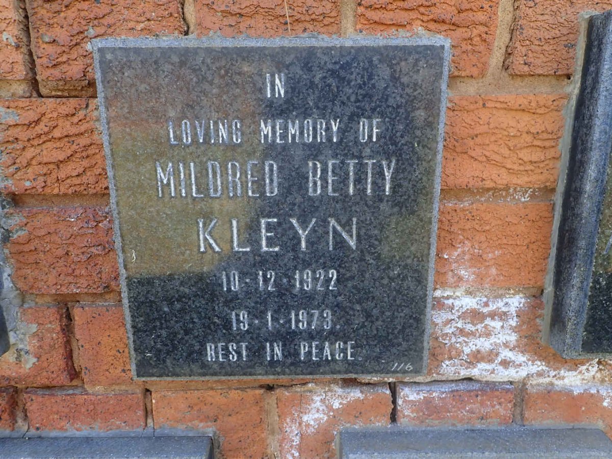 KLEYN Mildred Betty 1922-1973