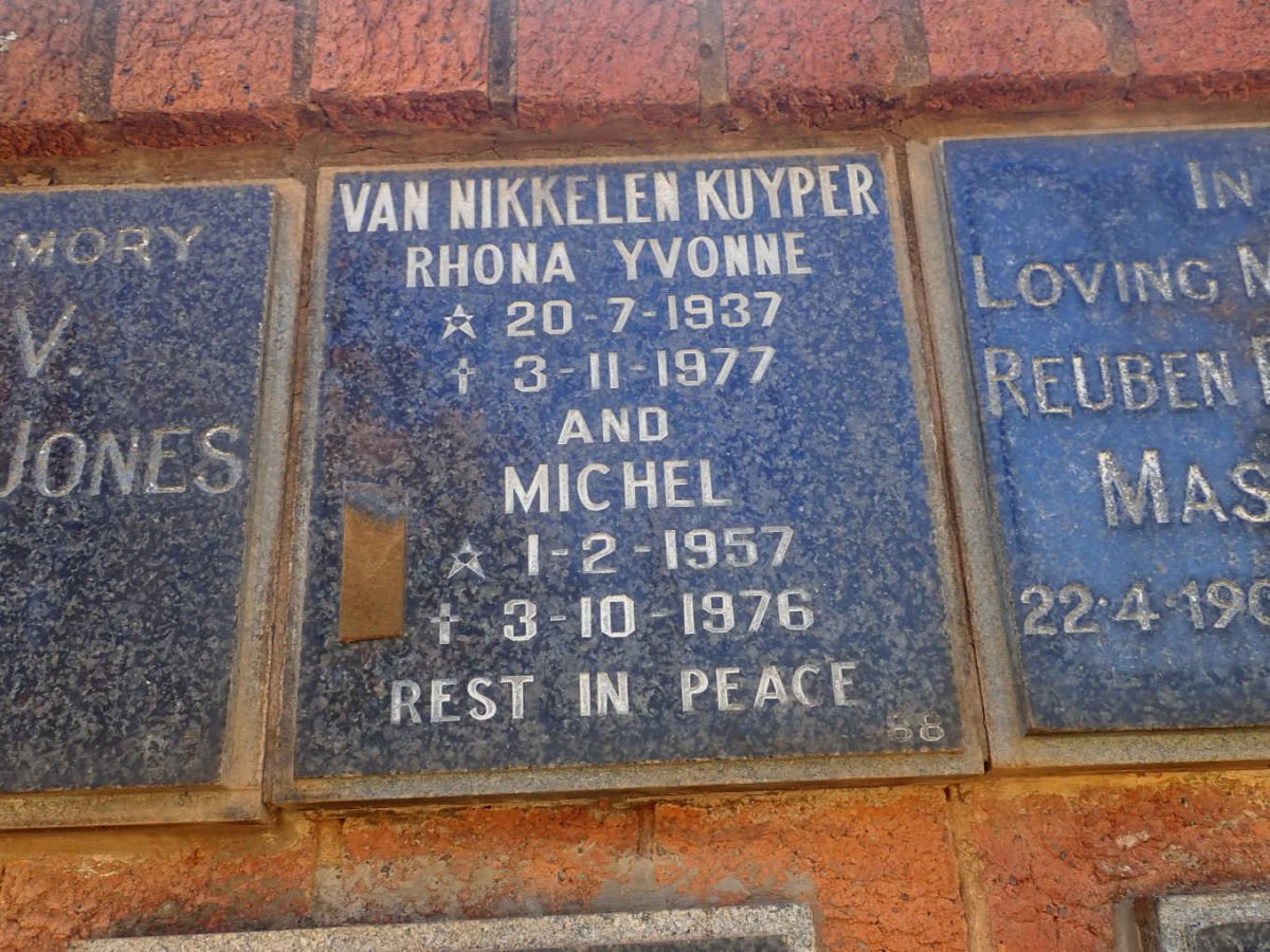 KUYPER Rhona Yvonne, VAN NIKKELEN- 1937-1977 :: VAN NIKKELEN KUYPER Michel 1957-1976