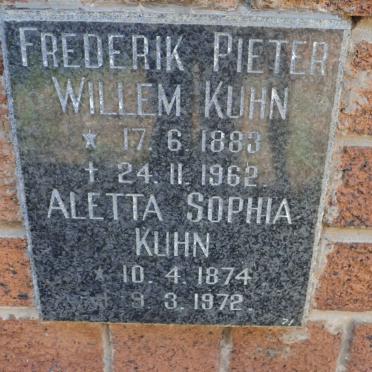 KUHN Frederik Pieter Willem 1883-1962 &amp; Aletta Sophia 1874-1972