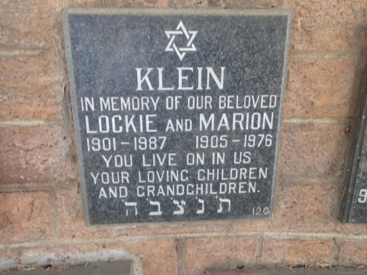 KLEIN Lockie 1901-1987 &amp; Marion 1905-1976