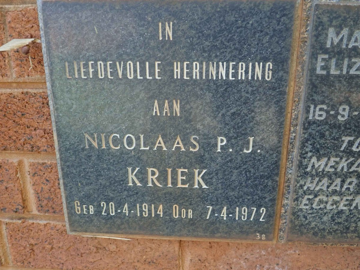 KRIEK Nicolaas P.J. 1914-1972
