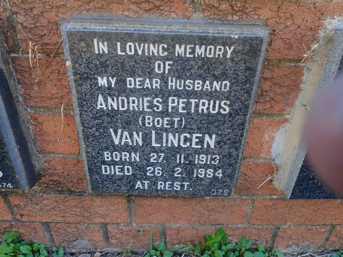LINGEN Andries Petrus, van 1913-1984