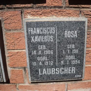 LAUBSCHER Franciscus Xavierus 1906-1972 &amp; Rosa 1911-1994