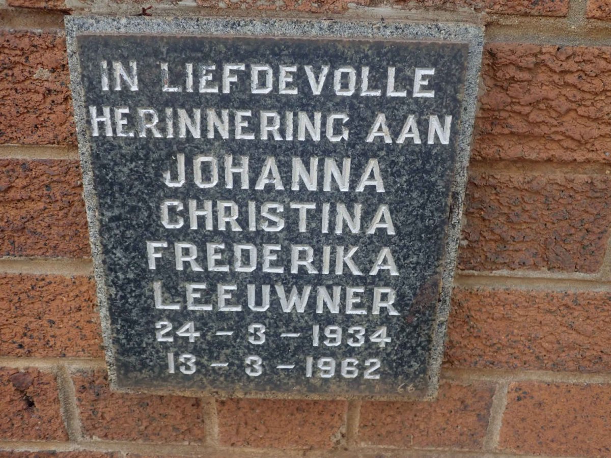 LEEUWNER Johanna Christina Frederika 1934-1962