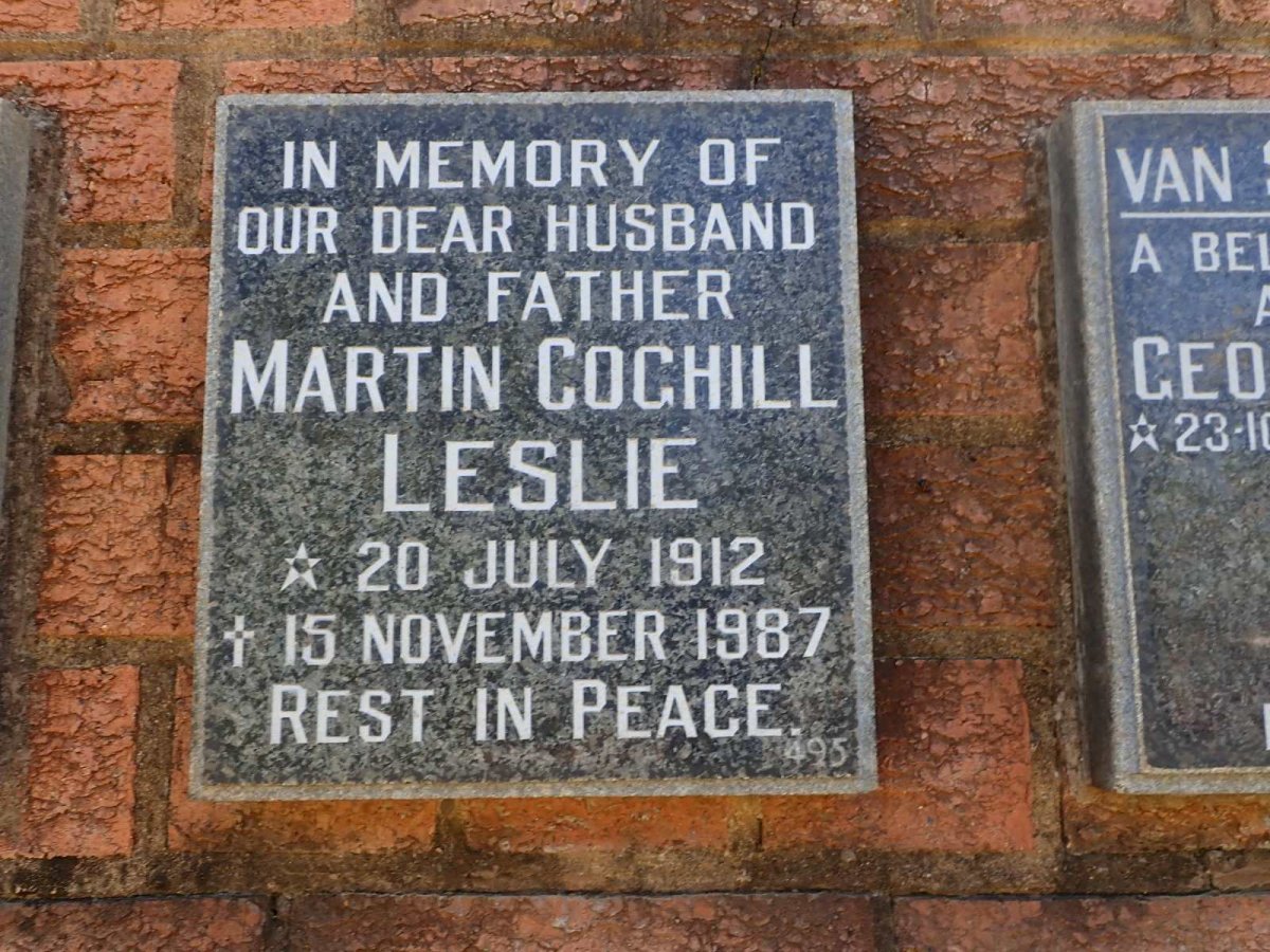 LESLIE Martin Coghill 1912-1987