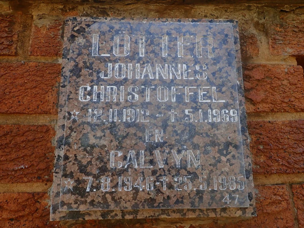 LOTTER Johannes Christoffel 1912-1969 :: LOTTER Calvyn 1946-1985