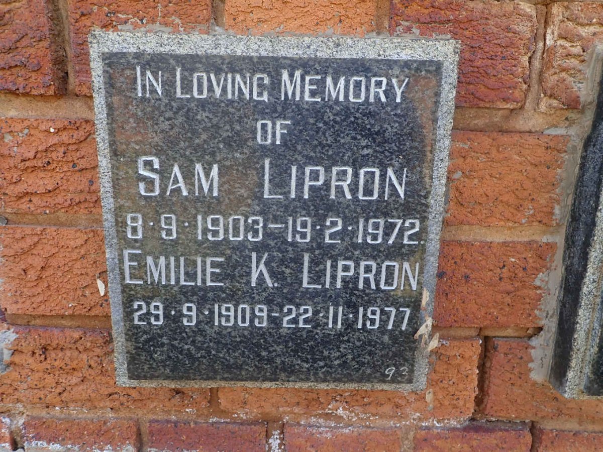 LIPRON Sam 1903-1972 &amp; Emilie K. 1909-1977